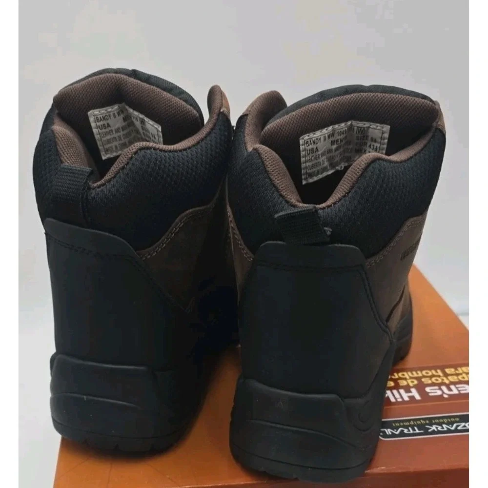 Ozark Trail Bandy II Men's Hiking Boots 9.5 W Dark Brown Leather Waterproof